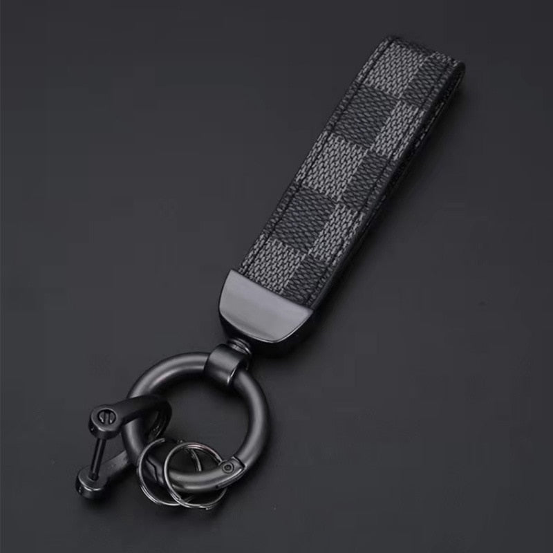 Luxe Checkered Mouse Key Chain- Dark Brown