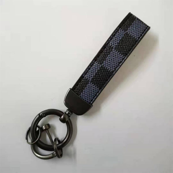 Checkered Leather Keychain